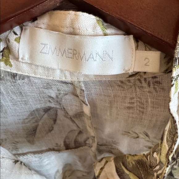 Zimmermann Cream and Green Floral Cottage-core Romper Size 2 Long Sleeve Outfit - Picture 6 of 8
